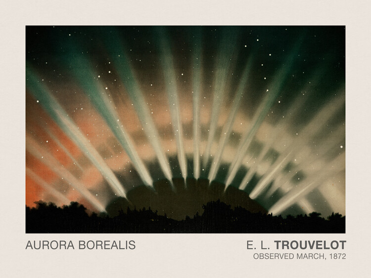 Reprodução do quadro Aurora Borealis (Stargazing / Vintage Space Station / Astronomy / Celestial Science Poster) - E. L. Trouvelot