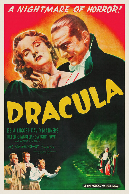 Artă imprimată Dracula (Vintage Cinema / Retro Movie Theatre Poster / Horror & Sci-Fi)