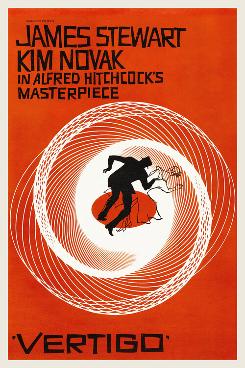 Художествено Изкуство Vertigo, Alfred Hitchcock (Vintage Cinema / Retro Movie Theatre Poster / Iconic Film Advert)