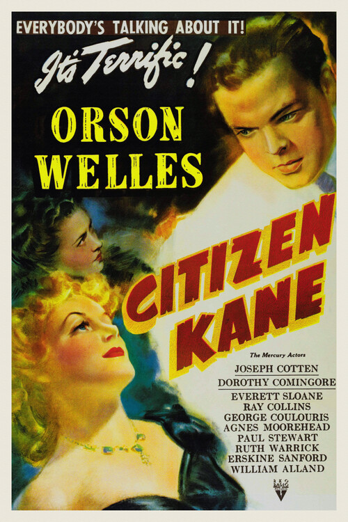 Ilustratie Citizen Kane, Orson Welles (Vintage Cinema / Retro Movie Theatre Poster / Iconic Film Advert)