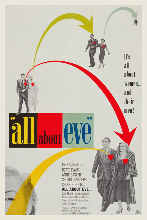 Художествено Изкуство All about Eve, Ft. Bette Davis & Marilyn Monroe (Vintage Cinema / Retro Movie Theatre Poster / Iconic Film Advert)