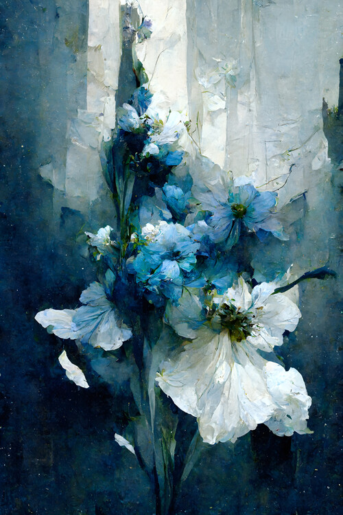 Illustration Blue Flower Bouquet