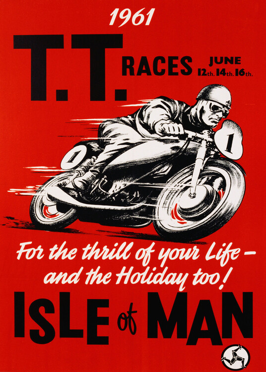 Ilustracja 1961 Isle of Man TT Motorcycle Race