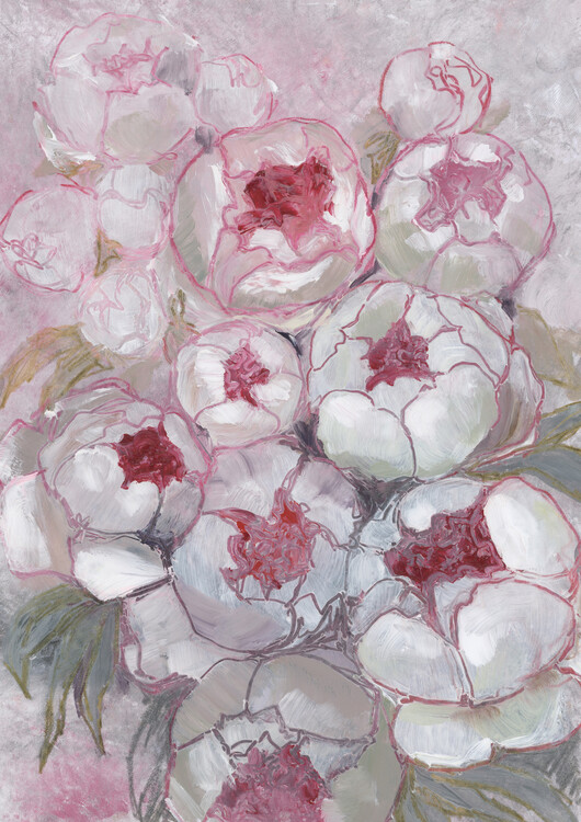 Illusztráció Nuria painterly peonies in pink