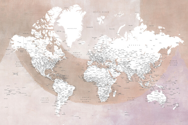 Canvas Print Boho detailed world map Qawi