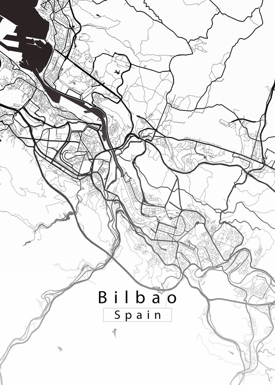 Mapa Bilbao Spain City Map white