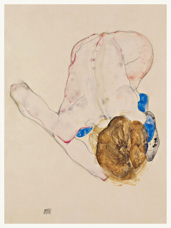 Obrazová reprodukce Woman in Blue Stockings (Female Nude) - Egon Schiele