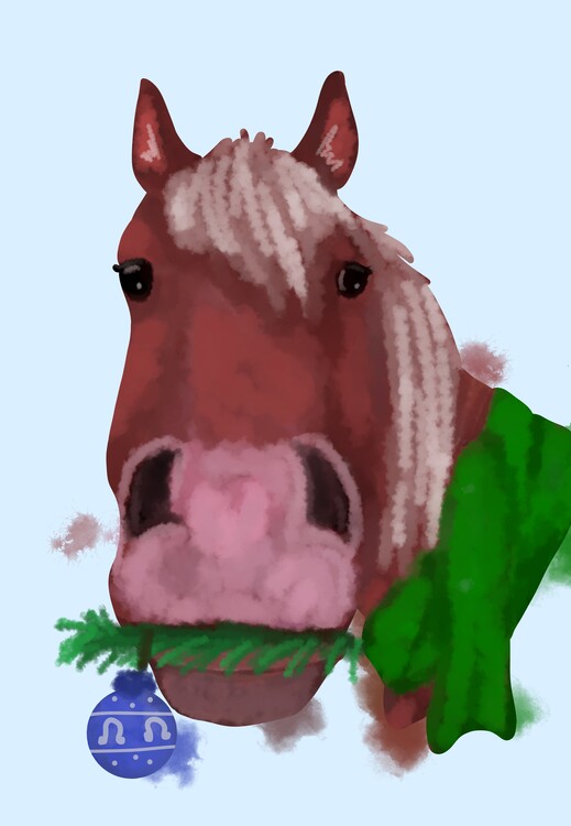 Illustration Funny christmas horse