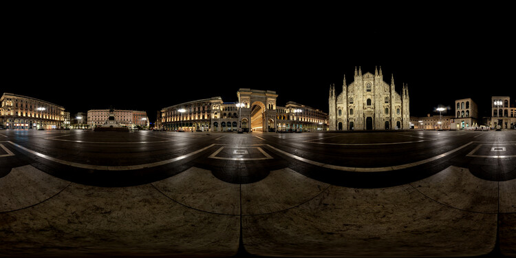 Fotografia artistica Piazza del Duomo panoramic, 360, Milan, Italy