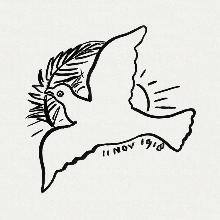 Fine Art Print The Peace Dove (Retro Monochrome Graphic) - Leo Gestel