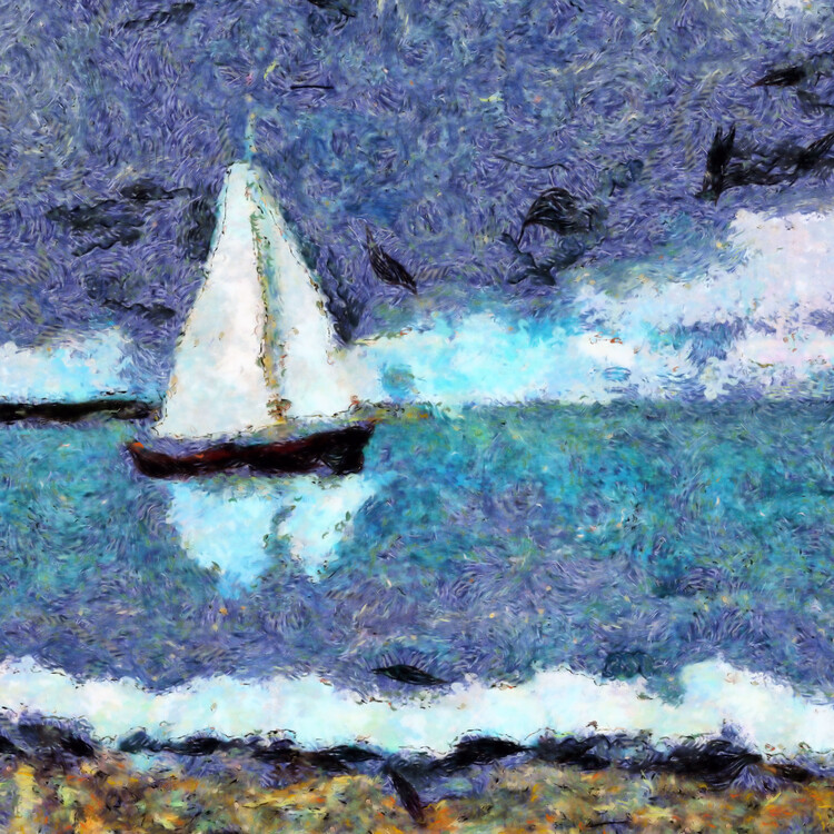 Illustration Pleasure boat near the coast