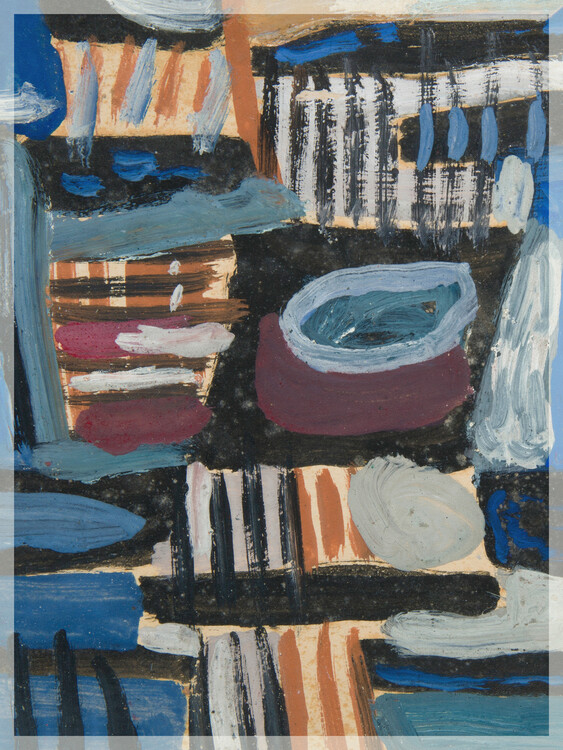 Reprodução do quadro Abstract Composition (Blue / Orange / Black) - Sasza Blonder