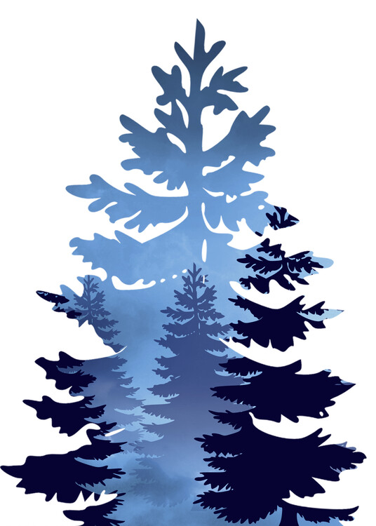Ilustrare Double Exposure Pine Tree Christmas
