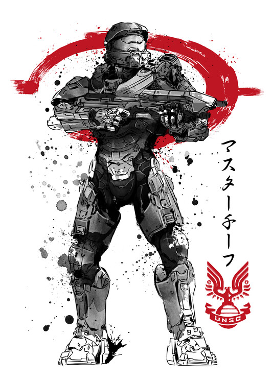 Master Chief Heroic' Poster, picture, metal print, paint by Halo Game