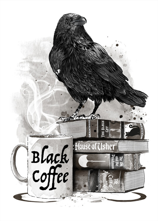 Ilustracja Coffee, Raven and Poe