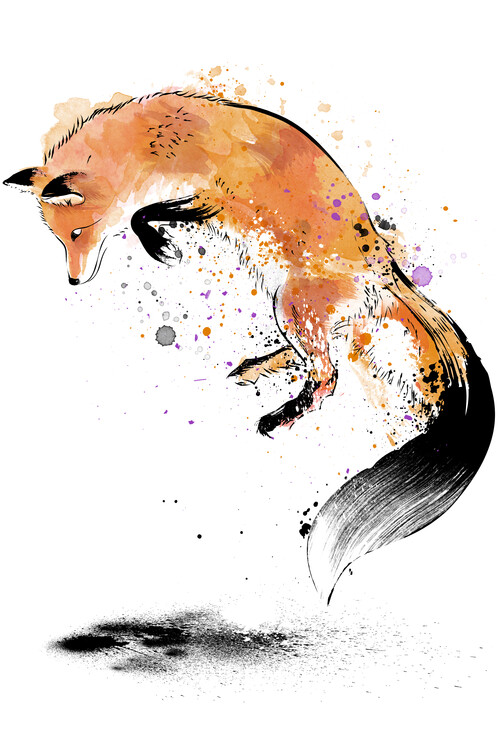 red fox illustration wallpaper