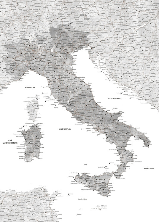 Mapa de Map of Minori - Amalfi coast - (Italy) in gray ǀ Mapas de