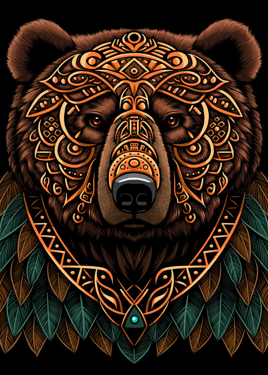 Illustration Bear tribal Aztec