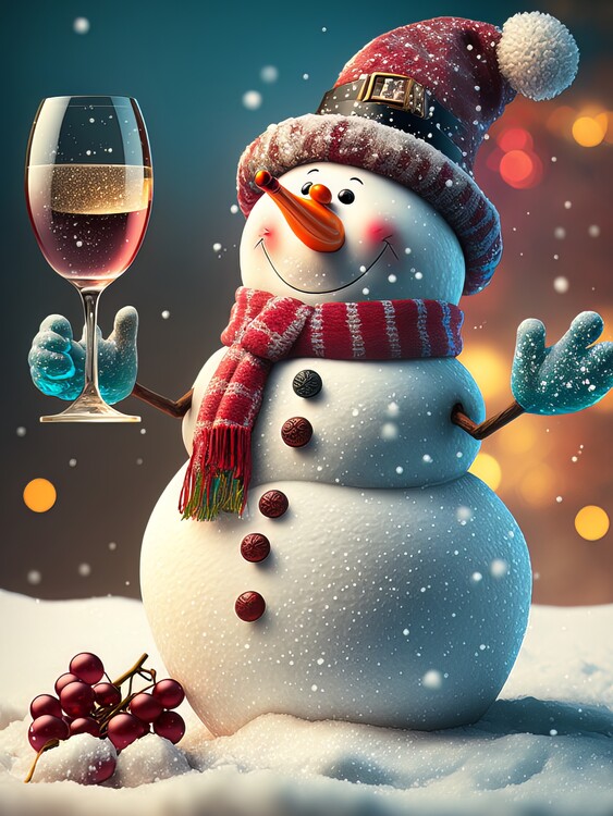 Illustration Snowman With Wine