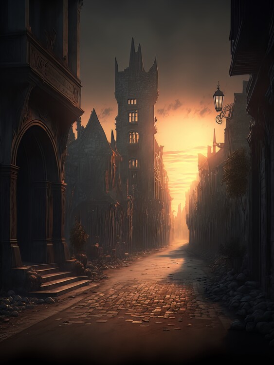 Illustration Mysterious Ancient Street