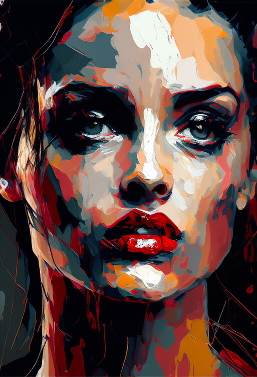 Illustration Abstract woman face impasto