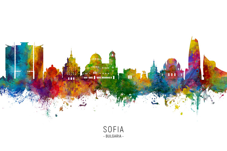 Ilustrare Sofia Bulgaria Skyline