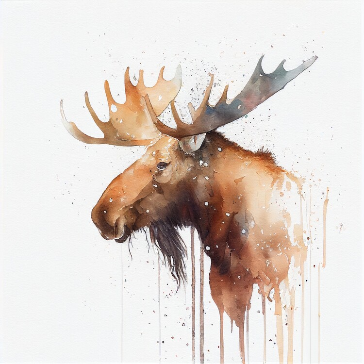 Illustration Moose, water color painting