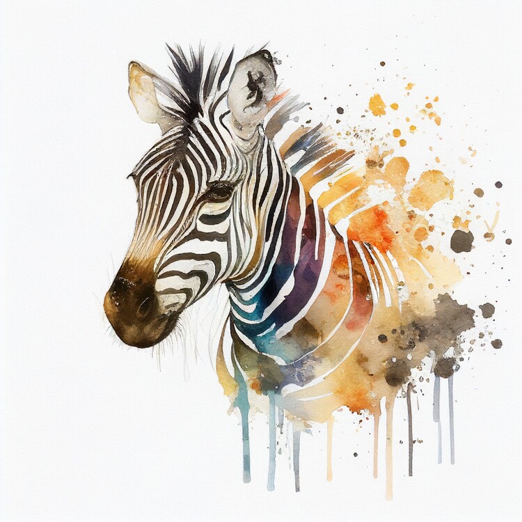 Illustration Watercolor illustration of Rainbow Zebra