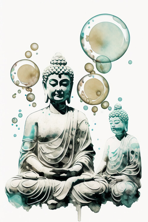 Illustration Buddhas Meditation Entspannen Frieden Spiritualität Aquarell