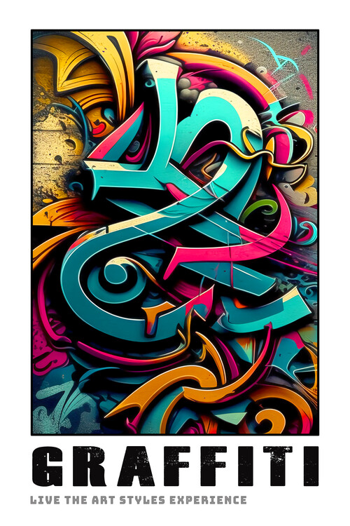 Canvas print Cityscape: Gigant Size Graffiti Wallpaper Colorful