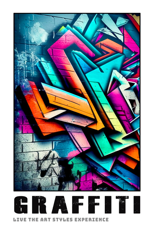 Canvas print Cityscape: Gigant Size Graffiti Wallpaper Colorful Urban Art