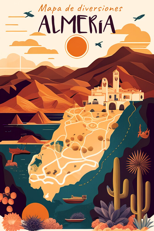 Sticker Vintage travel poster of the city of Malaga, Spain