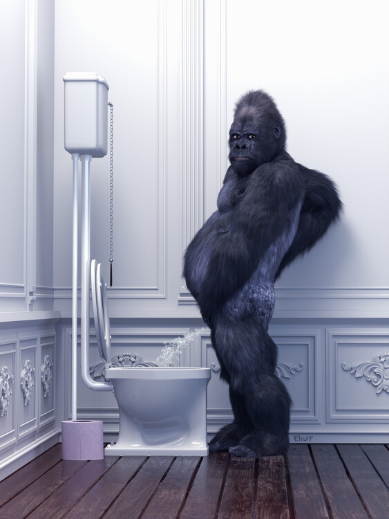 Illustration Funny animal in the toilet,Animals in Bath Tub