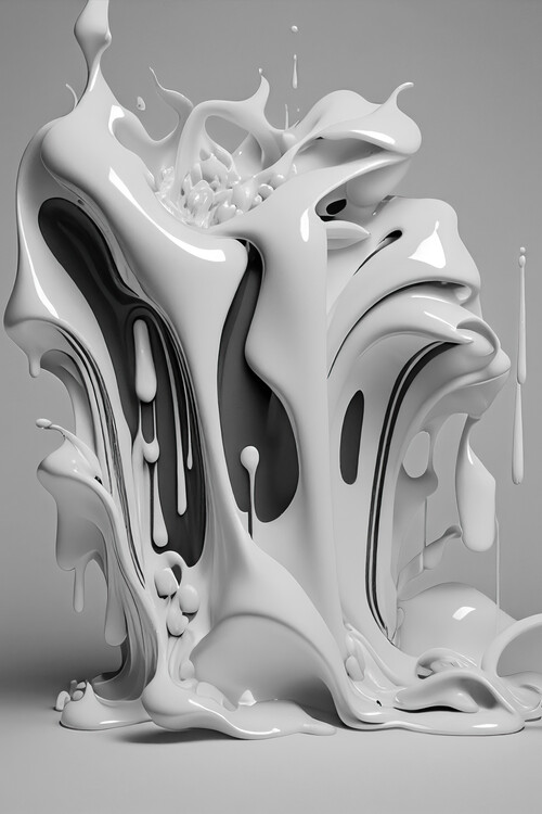 Illustration White liquid sculpture
