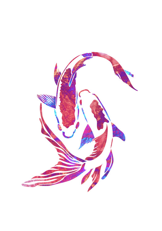 Kuva Koi Fish line art magenta