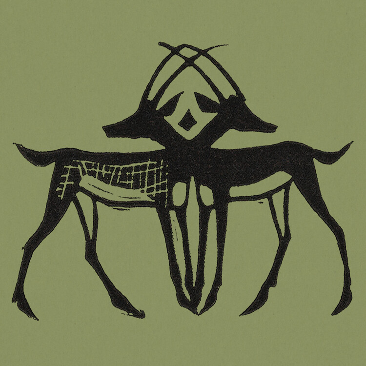 Konsttryck Two Antelope (Green Graphic) - Gerrit Willem Dijsselhof