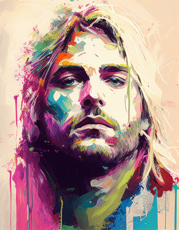 Kunsttryk Cobain Portrait / painting
