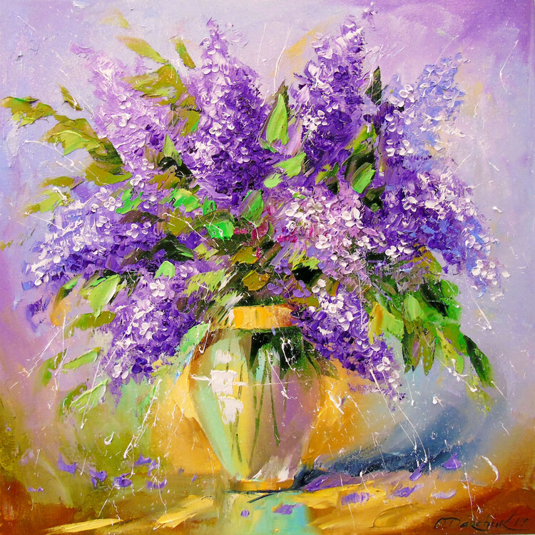 Ilustrare A bouquet of lilacs in a vase