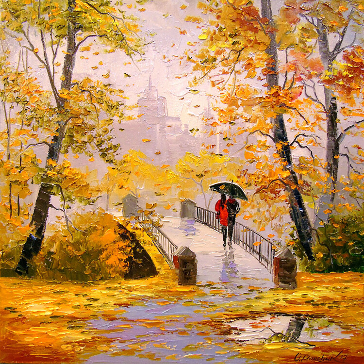 Ilustracija A walk in the autumn park