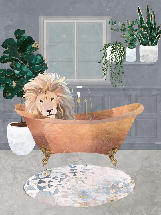 Illustration Lion in copper bath