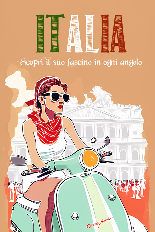 Illustration Italian Scooter Holidays: Discover its charm in every corner