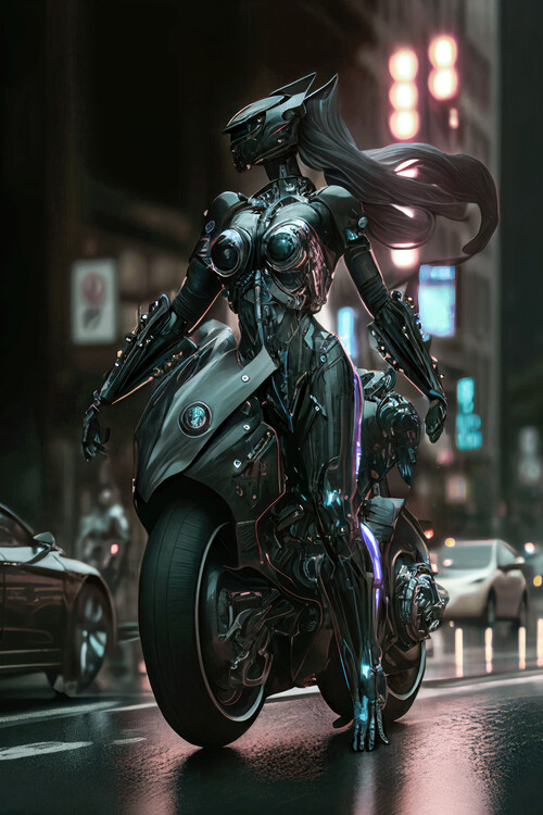 Plakát Futuristic motorcyclist