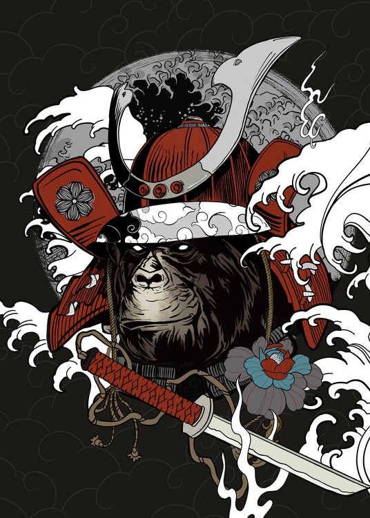 Poster de artă Gorilla Samurai