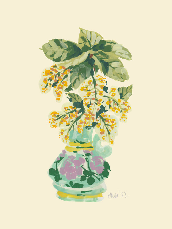 Illustration Blooming linden in vase