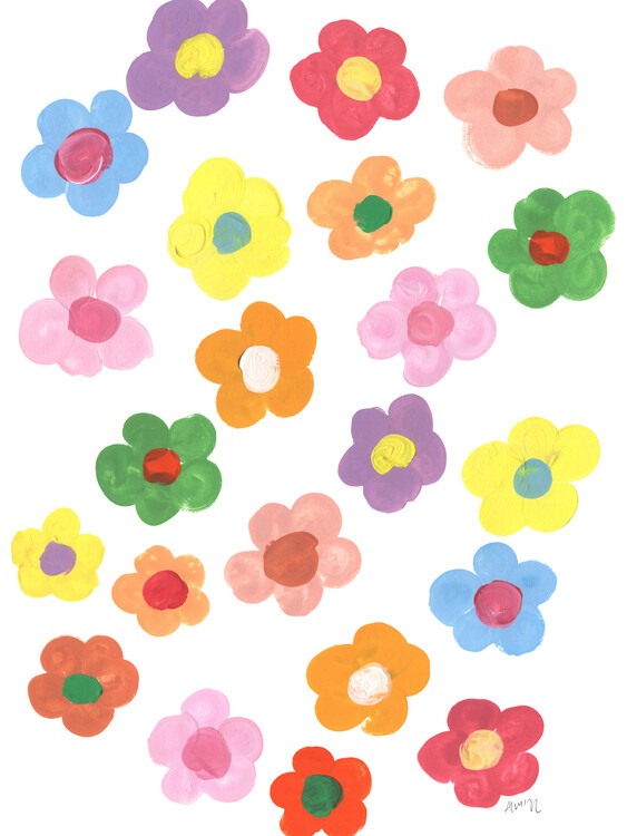 Illustration Rainbow daisies