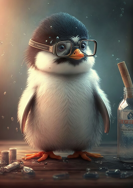 Canvas Print Cute Scientist Penguin Animal