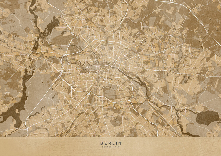 Ilustração Sepia vintage map of Berlin area