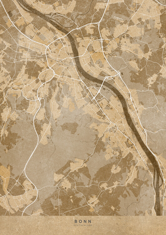 Ilustração Sepia vintage map of Bonn Germany