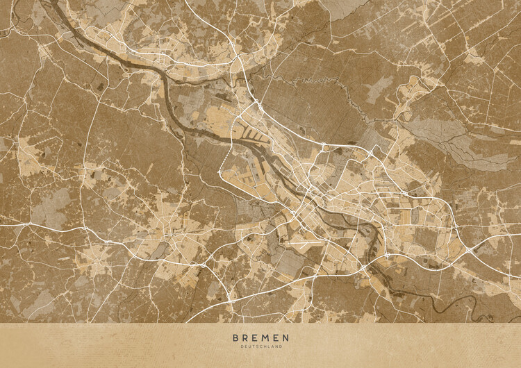 Illustration Sepia vintage map of Bremen Germany