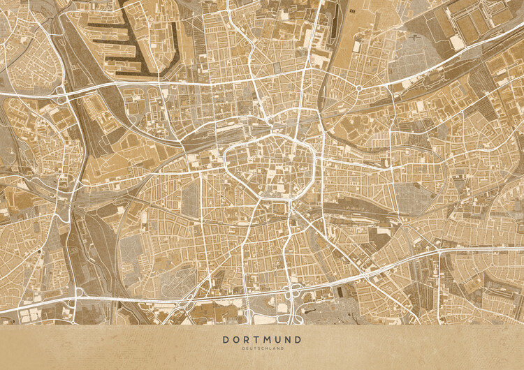 Illustration Sepia vintage map of Dortmund Germany